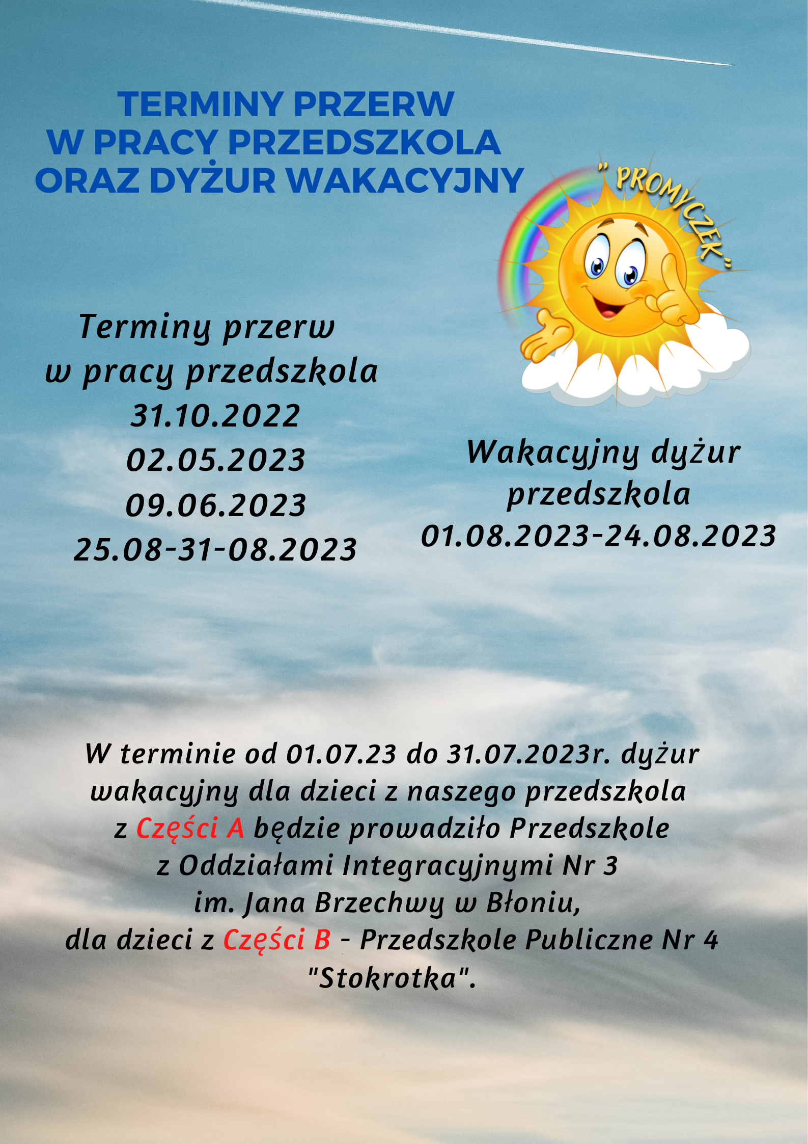 !!TERMINY_PRZERW_W_PRACY_PRZEDSZKOLA_ORAZ_DYŻUR_WAKACYJNY