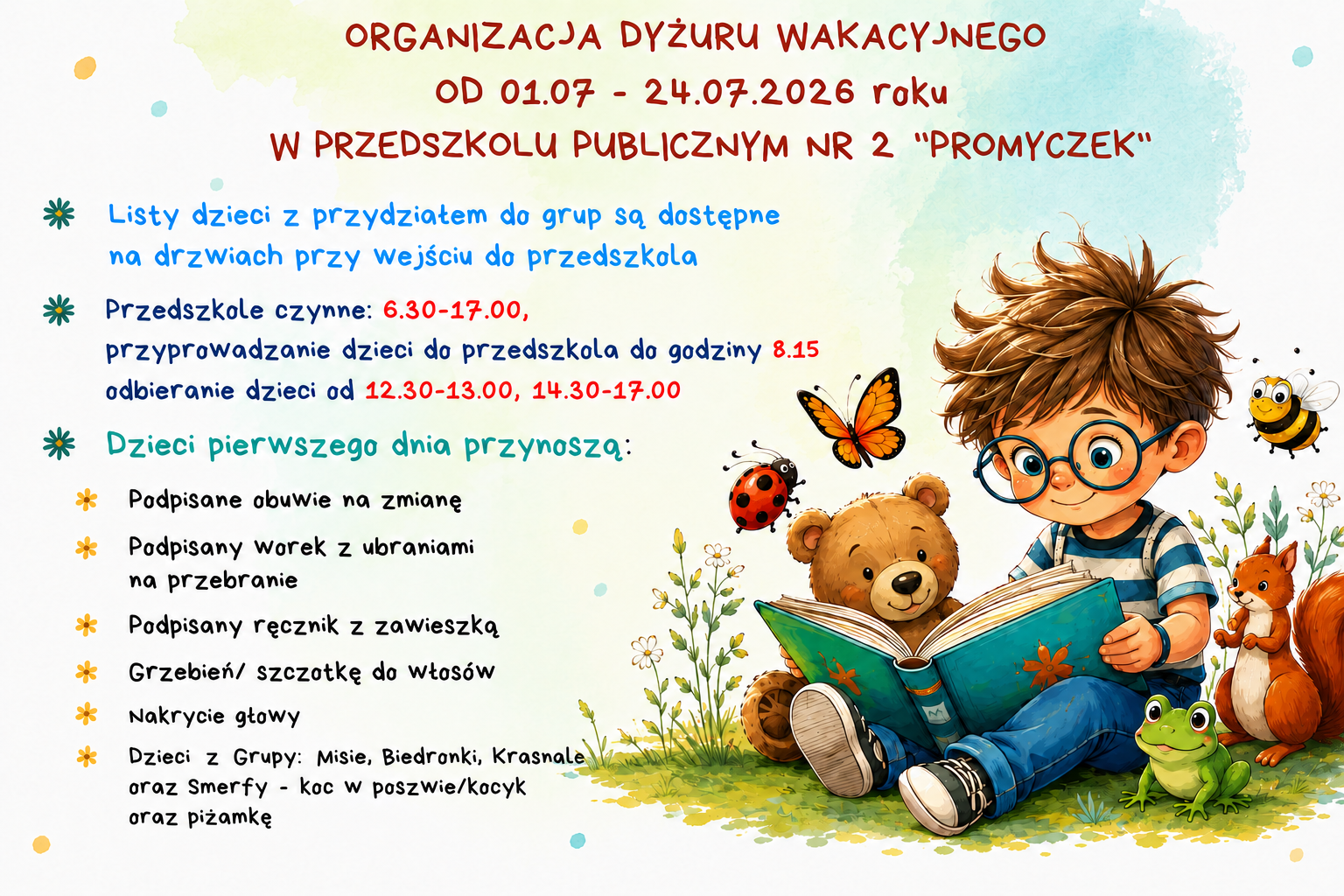 Dyżur wakacyjny w&nbsp;przedszkolu 2026