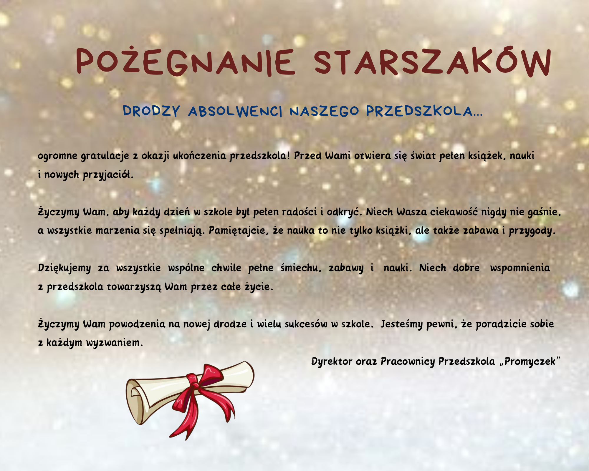 Życzenia na&nbsp;pożegnanie Starszak&oacute;w