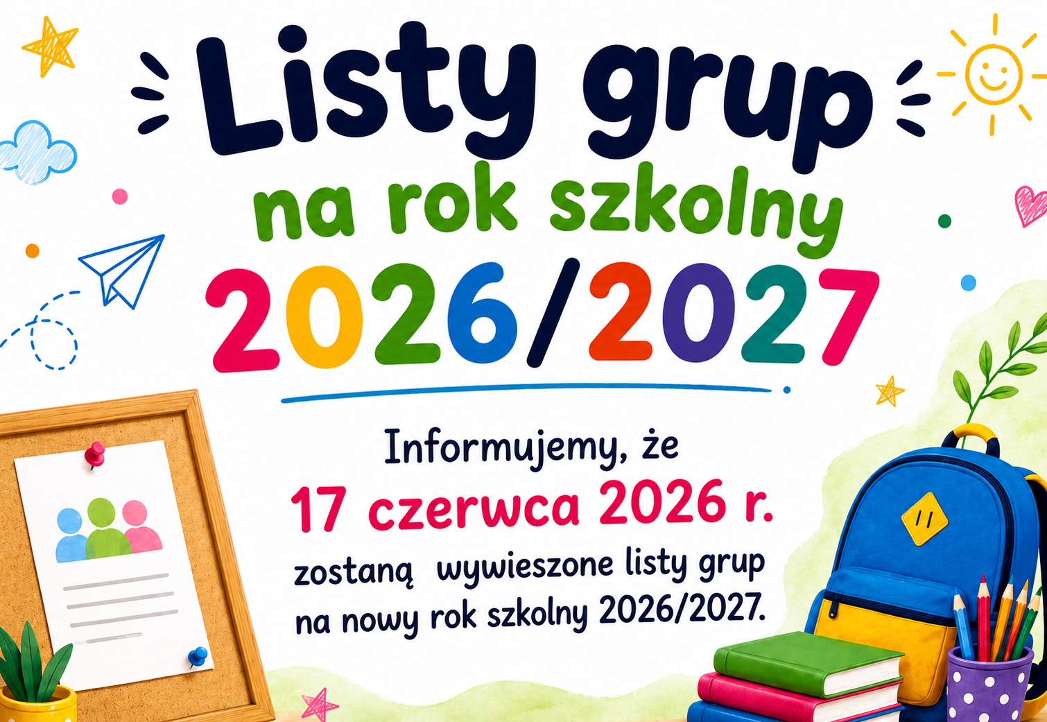 Listy grup na rok szkolny 2026/2027