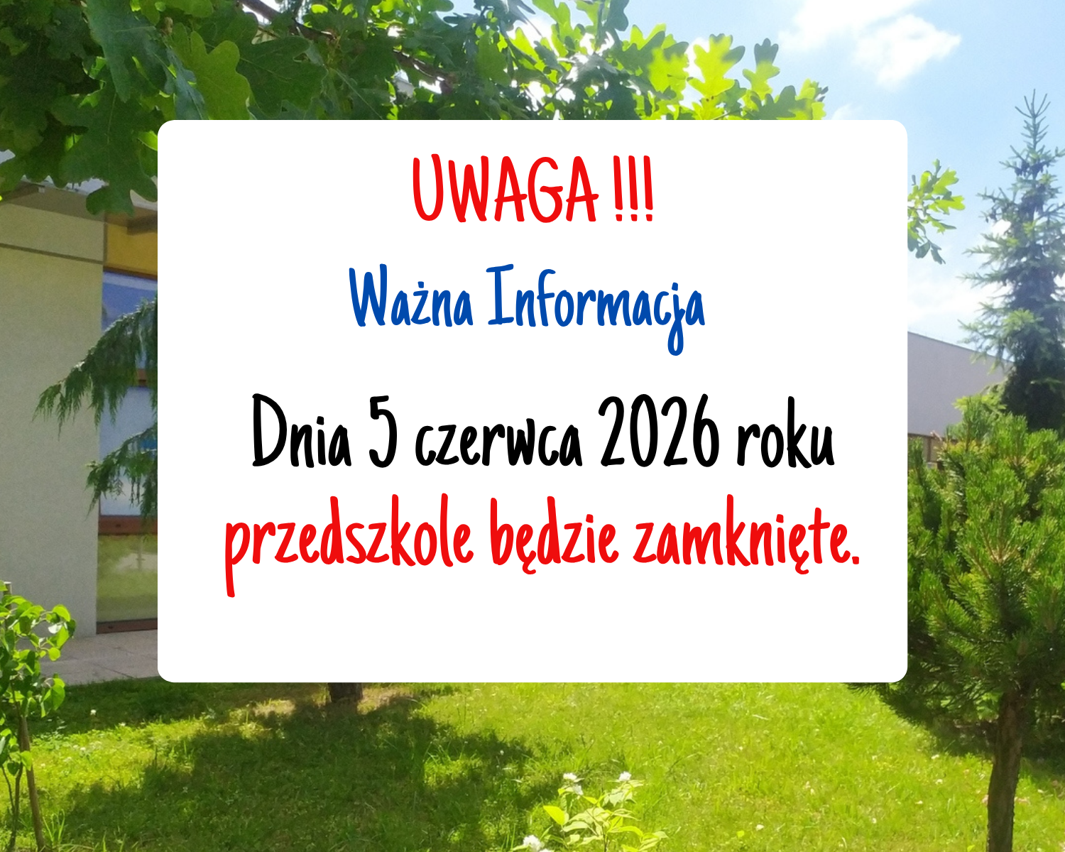 Ważna informacja - 5 czerwca