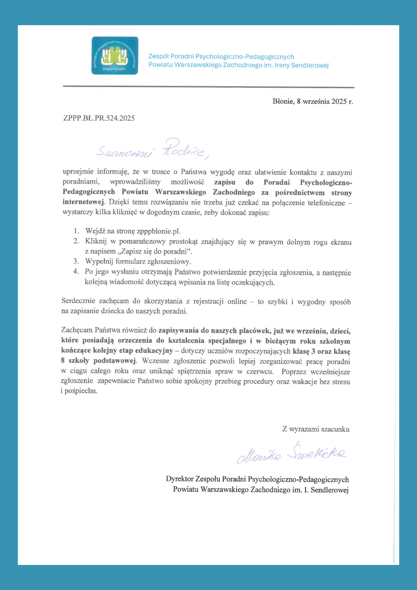Zapisy do PPP za pośrednictwem strony internetowej