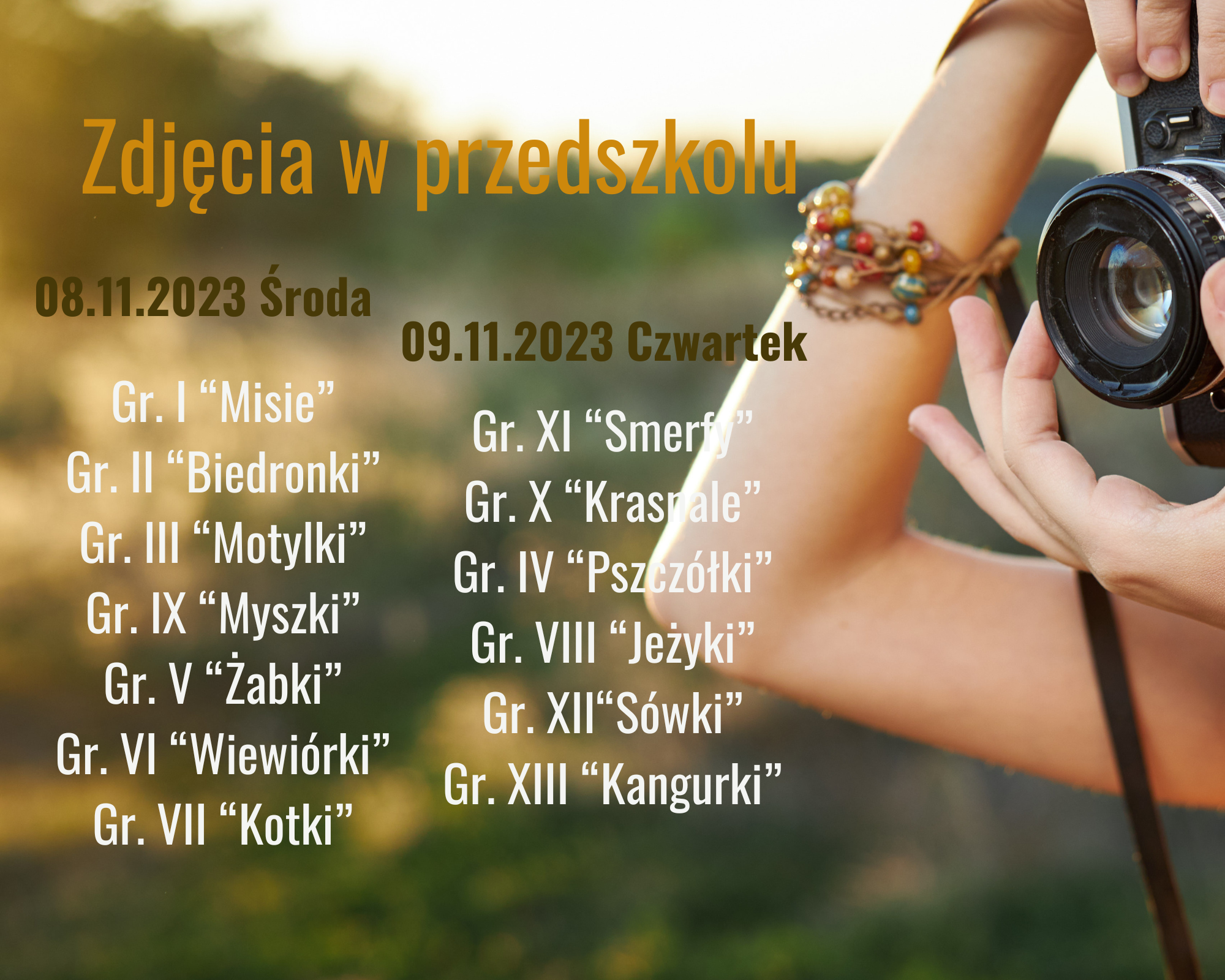 Zdjęcia w&nbsp;przedszkolu - harmonogram