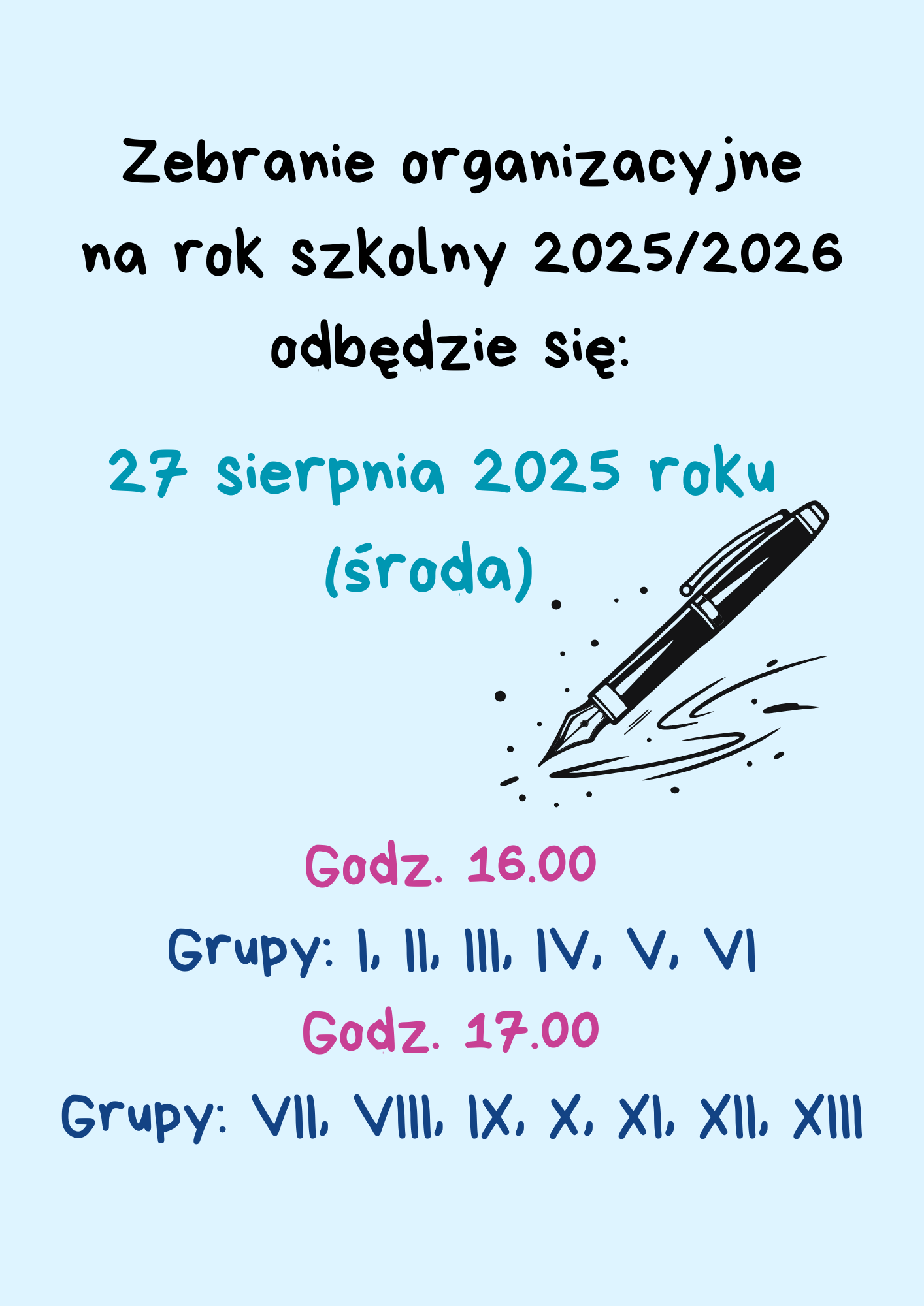 Zebranie organizacyjne z&nbsp;rodzicami - rok szkolny 2025/2026