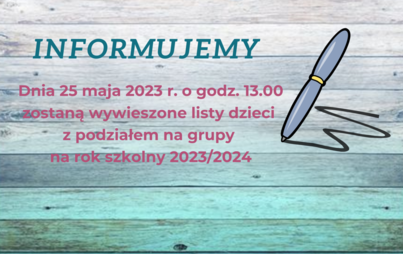 Zdjęcie do Listy dzieci na rok szkolny 2023/2024