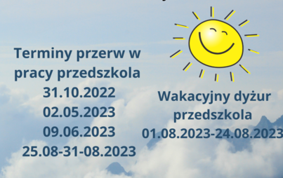 Zdjęcie do Harmonogram przerw w pracy przedszkola