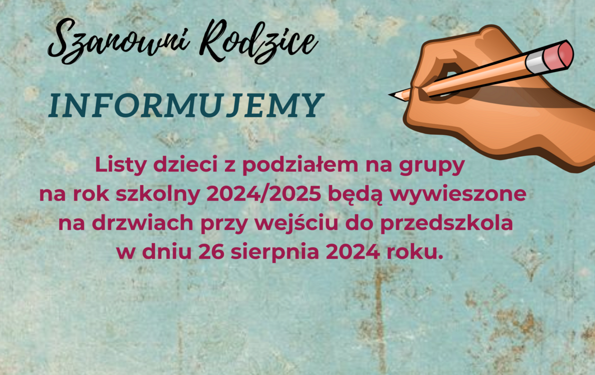Zdjęcie do Listy dzieci na rok szkolny 2024/2025
