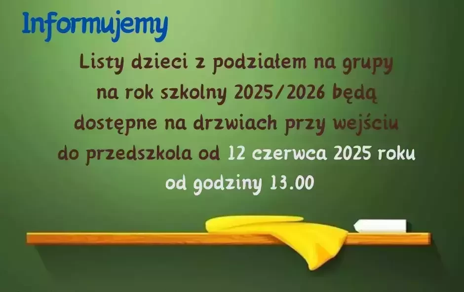Zdjęcie do Listy dzieci na nowy rok szkolny