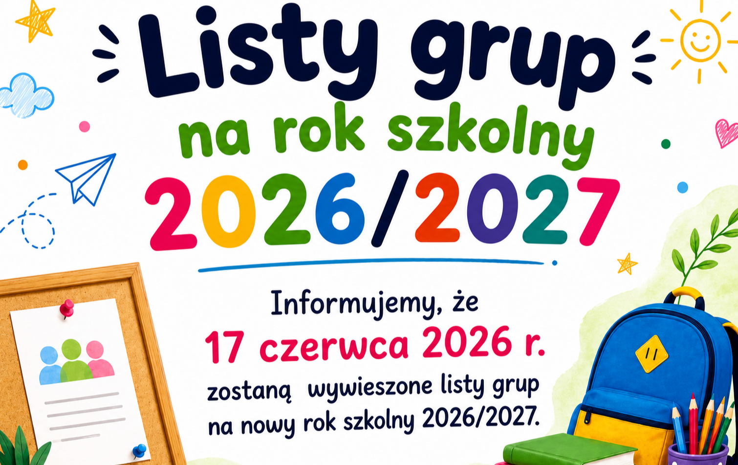 Zdjęcie do Listy grup na rok szkolny 2026/2027
